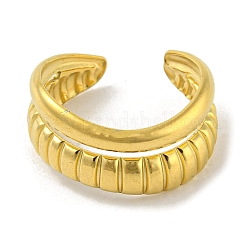 Bague de manchette ouverte à double ligne en acier inoxydable 304&nbsp;RJEW-C067-18G