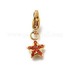 Colgantes de rhinestone de acero inoxidable 304 con forma de estrella&nbsp;STAS-R159-57G