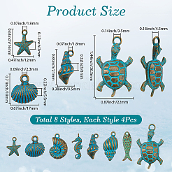 32 pz 8 stili tema oceano ciondoli in lega stile tibetano&nbsp;FIND-SC0021-71