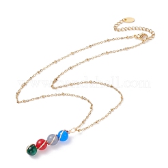 Collier pendentifs perles de jade blanc naturel pour femme&nbsp;NJEW-JN03762