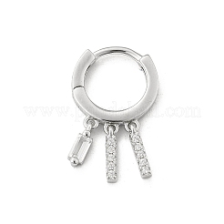 Orecchini a cerchio rettangolari in argento sterling con micro pavé di zirconi cubici trasparenti da donna&nbsp;EJEW-K307-02P