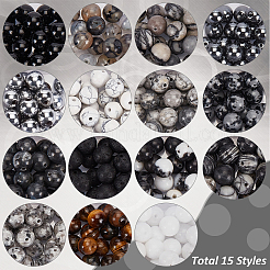 300 pièces 15 styles de perles de pierres précieuses naturelles et synthétiques mélangées&nbsp;G-PH0002-34