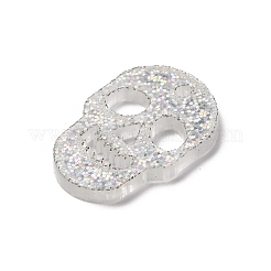 Breloques connecteurs en acrylique transparent en forme de crâne avec paillettes&nbsp;OACR-B027-02A