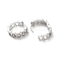 Orecchini a cerchio in ottone placcato con zirconi cubici trasparenti&nbsp;EJEW-S241-08P