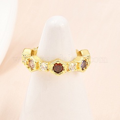 Manschettenringe aus Messing mit Mikropavé-Zirkonia für Damen&nbsp;RJEW-Z113-46G