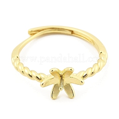 Bague réglable en laiton avec fleur&nbsp;KK-G527-01D-G