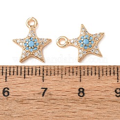 Ciondoli in ottone con micro pavé di zirconi cubici color azzurro cielo.&nbsp;CU-CBAEC99-20G