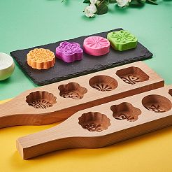 Stern & & Blume & flache runde & eckige Mondkuchenformen aus Holz&nbsp;BAKE-SZ0001-06