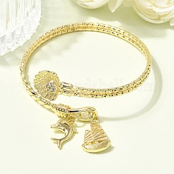 Bracelets de manchette en laiton avec micro-pavé de zircone cubique transparent&nbsp;BJEW-F526-04G