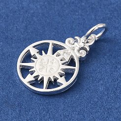 925 Kompass-Anhänger aus Sterlingsilber mit klarem Zirkonia&nbsp;STER-K180-02S