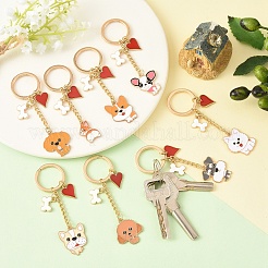 8 portachiavi con ciondolo a forma di cuore di cane in lega smaltata in 8 stili&nbsp;KEYC-YW00283