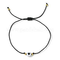 2 Stück 2-farbiges Acryl-Herz- und Glassamen-Armband-Set mit geflochtenen Perlen&nbsp;BJEW-JB09801