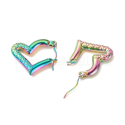 Orecchini a cerchio a forma di cuore in acciaio inossidabile 304 con placcatura ionica (ip) per donna&nbsp;EJEW-K242-02MC
