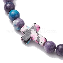 Pulseras elásticas de cuentas de jade blanco sintético para mujeres y hombres&nbsp;BJEW-JB11300-01