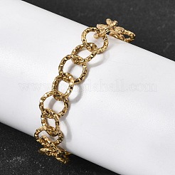 Bracciali con catena rolo in acciaio inossidabile 304 testurizzato per donna&nbsp;BJEW-A157-01G