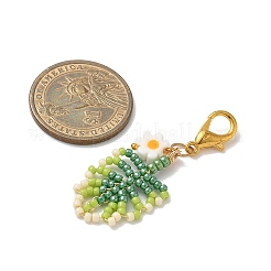 Decorazioni pendenti con foglie di perline di semi realizzate a mano con telaio&nbsp;HJEW-MZ00363