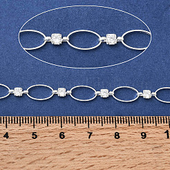 Catene a maglie ovali in ottone con zirconi cubici trasparenti fatti a mano&nbsp;CHC-G027-02S