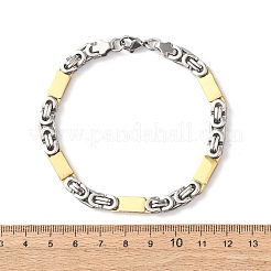 Pulseras de cadena de eslabones rectangulares y bizantinas de acero inoxidable 304 para mujeres y hombres.&nbsp;BJEW-F527-08B-GP