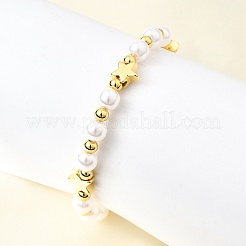 Bracelets tressés en perles d'imitation ABS pour femmes&nbsp;BJEW-D317-09A-G