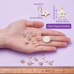 18 Stück 9 Stil Messing Micro Pave Zirkonia Charms&nbsp;KK-CF0001-01