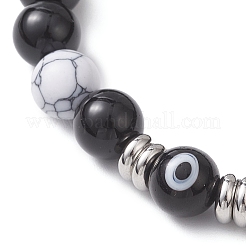 Pulseras elásticas para mujer con cuentas redondas de ónix negro natural&nbsp;BJEW-JB12901