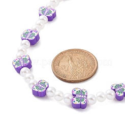 Adorable collier de perles en argile polymère et perles en plastique abs et bracelet extensible&nbsp;SJEW-JS01267