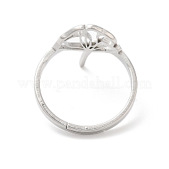 Anillo ajustable de loto hueco de acero inoxidable 304 que no se deslustra&nbsp;RJEW-L107-021P