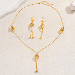 Messing-Sets mit Doppelkegel-Quastenohrringen und -halsketten für Damen&nbsp;KG8308