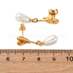 Boucles d'oreilles pendantes en acier inoxydable 304 avec imitation de perles en plastique&nbsp;EJEW-Z118-06G