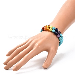Bracelet rond en turquoise synthétique (teint) et perles tressées en pierres mélangées pour filles et femmes&nbsp;BJEW-JB06961-03
