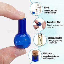 6 Stück 6 Farben Mini-Glasflaschen mit hohem Borosilikatgehalt&nbsp;BOTT-DR0001-02