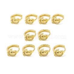 Lune en zircon cubique avec boucles d'oreilles créoles lapin&nbsp;EJEW-E270-29G