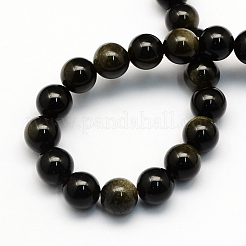 Natürliche goldenen Glanz Obsidian runden Perlen Stränge&nbsp;G-S157-6mm