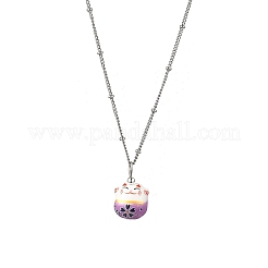 Colgante de gato de la suerte de porcelana&nbsp;NJEW-JN05552