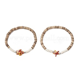 Bracelets en perles de noix de coco avec tortues de mer et étoiles de mer&nbsp;BJEW-JB11882-02