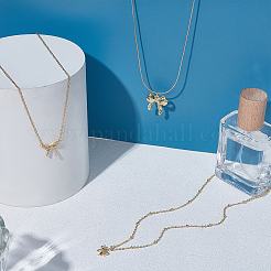 3 collier avec pendentif nœud papillon en laiton et acier inoxydable&nbsp;NJEW-UN0001-66