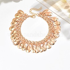 Bracelets de cheville bohèmes en laiton avec pompons en forme de larme pour femmes&nbsp;FS-WGD2946-01