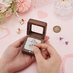 Cajas magnéticas de regalo con forma de anillo de madera cuadrado&nbsp;CON-WH0089-109B