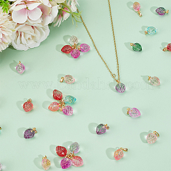 60pcs 6 Farben zweifarbige transparente sprühlackierte Glasanhänger&nbsp;GLAA-HY0001-47