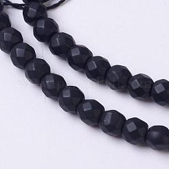 Synthetischen schwarzen Steinperlen Stränge&nbsp;G-C059-4mm-1
