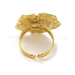 Ionenbeschichtung (IP) 304 Edelstahl Blume offener Manschettenring für Frauen&nbsp;RJEW-C083-05G