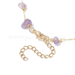 3 collar de cadena de eslabones hecho a mano de latón con piedra solar natural&nbsp;NJEW-JN05573