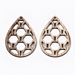 Grands pendentifs en bois creux non finis&nbsp;WOOD-N006-104