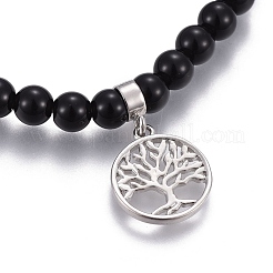 Braccialetti di fascino naturale ossidiana&nbsp;BJEW-I275-B04