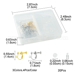 12 Stück 3 Farben Messing-Ohrclip-Beschläge zum Anschrauben&nbsp;KK-FS0001-32