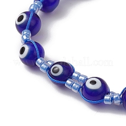 Bracelets tressés en perles de verre contre le mauvais œil pour hommes et femmes&nbsp;BJEW-MZ00160
