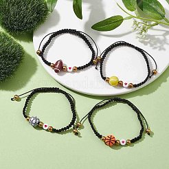 Ensemble de bracelets en perles tressées en acrylique et alliage&nbsp;BJEW-JB10122