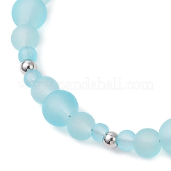 Braccialetti con perline di vetro trasparente satinato per donna&nbsp;BJEW-JB12136-02