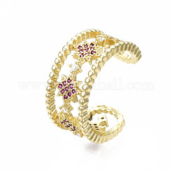 Bague de manchette ouverte étoile zircone cubique&nbsp;RJEW-N037-006D