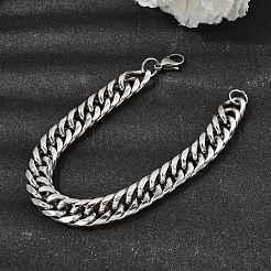 201 bracciali a catena cubana in acciaio inossidabile per uomo e donna&nbsp;STAS-T077-21P-02